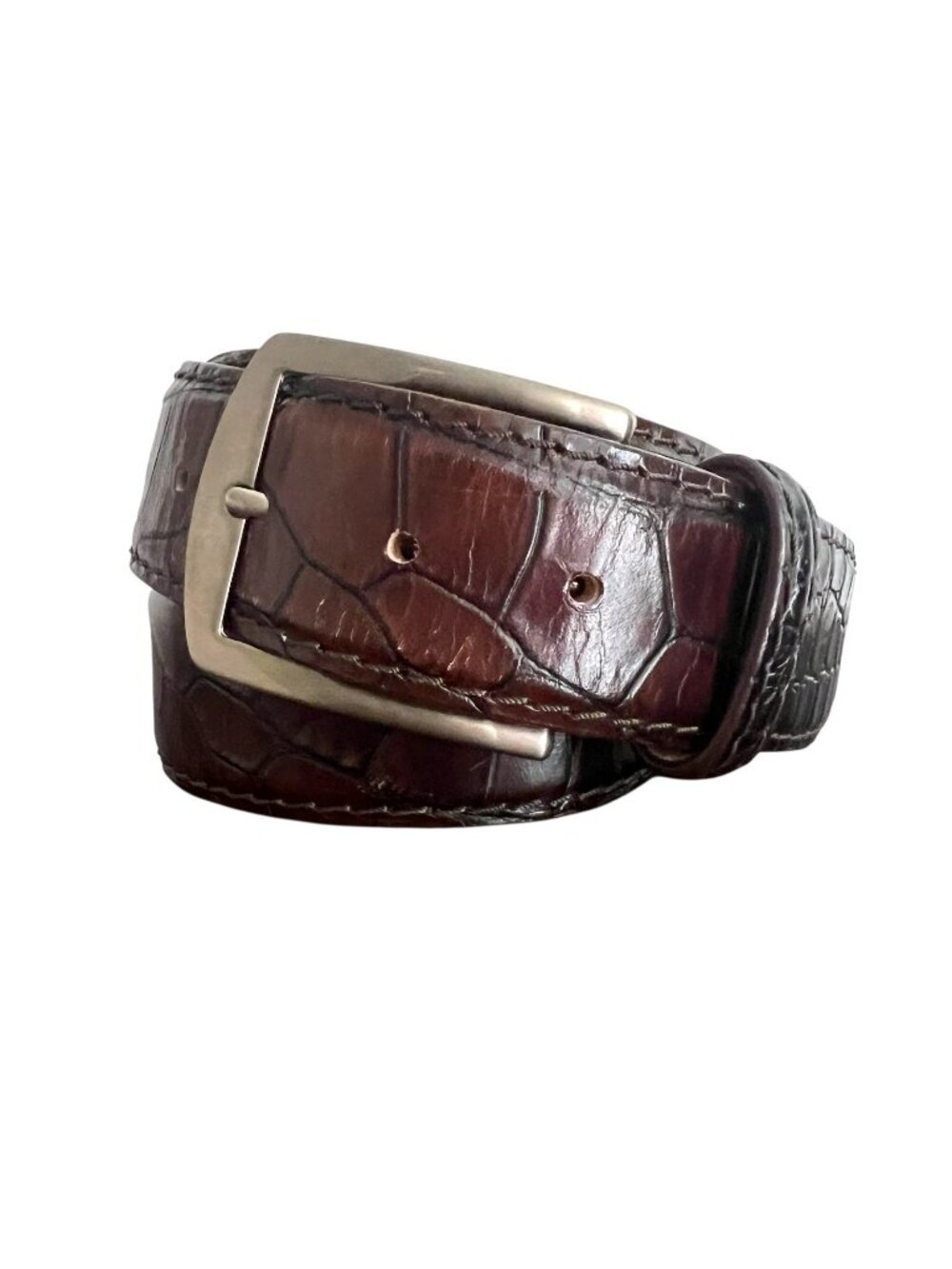Roger Ximenez ANTAS Wine Brown Croc Italian Calf Leather Mens Belt 38"